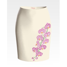 СЖ087кМнннн Барвиста вишиванка Заготовка для вишивки - Спідниця жіноча Ніжні орхідеї р.42-54 атлас, бежевий