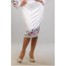 СЖ090пБнннн Барвиста вишиванка Заготовка для вишивки - Спідниця жіноча Борщівська сучасна р.42-54 габардин, білий