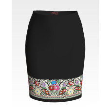 СЖ090шЧнннн Барвиста вишиванка Заготовка для вишивки - Спідниця жіноча Борщівська сучасна р.42-54 шовк, чорний