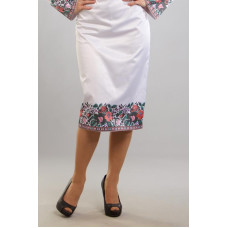 СЖ091пБнннн Барвиста вишиванка Заготовка для вишивки - Спідниця жіноча Борщівська старовинна р.42-54 габардин, білий