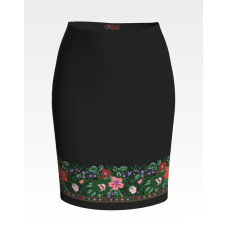 СЖ091шЧнннн Барвиста вишиванка Заготовка для вишивки - Спідниця жіноча Борщівська старовинна р.42-54 шовк, чорний