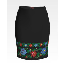 СЖ092шЧнннн Барвиста вишиванка Заготовка для вишивки - Спідниця жіноча Буковинська р.42-54 шовк, чорний