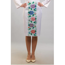 СЖ093пБнннн Барвиста вишиванка Заготовка для вишивки - Спідниця жіноча Буковинська сучасна р.42-54 габардин, білий