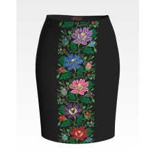 СЖ093шЧнннн Барвиста вишиванка Заготовка для вишивки - Спідниця жіноча Буковинська сучасна р.42-54 шовк, чорний