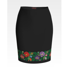 СЖ094шЧнннн Барвиста вишиванка Заготовка для вишивки - Спідниця жіноча Буковинський край р.42-54 шовк, чорний