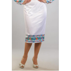 СЖ095пБнннн Барвиста вишиванка Заготовка для вишивки - Спідниця жіноча Буковинська квітка р.42-54 габардин, білий