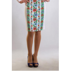 СЖ097пБнннн Барвиста вишиванка Заготовка для вишивки - Спідниця жіноча Буковинська сучасна р.42-54 габардин, білий