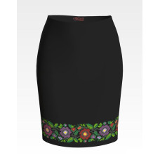 СЖ099шЧнннн Барвиста вишиванка Заготовка для вишивки - Спідниця жіноча Буковинська сучасна р.42-54 шовк, чорний