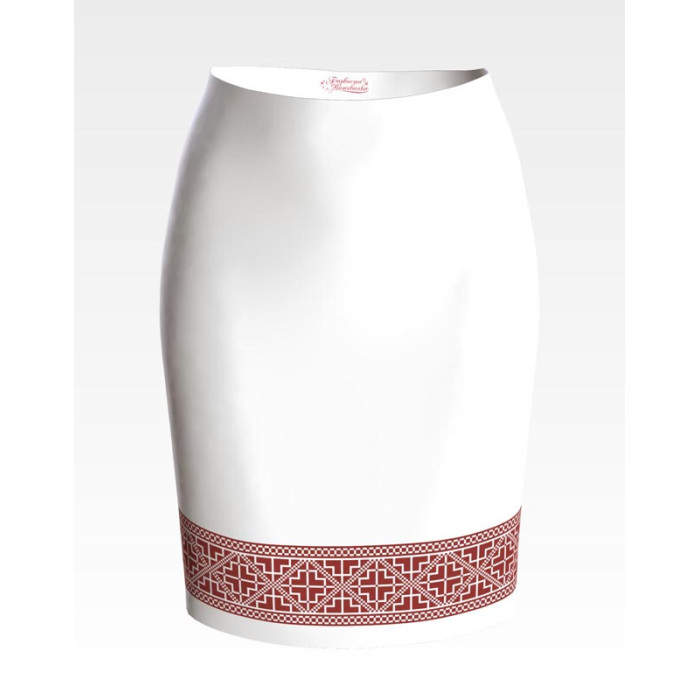 СЖ100кБнннн Спідниця жіноча, атлас-коттон, білий. Барвиста вишиванка. Заготовка для вишивки бісером