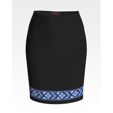 СЖ101шЧнннн Барвиста вишиванка Заготовка для вишивки - Спідниця жіноча Небесна блакить р.42-54 шовк, чорний