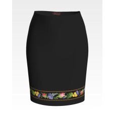 СЖ117шЧнннн Барвиста вишиванка Заготовка для вишивки - Спідниця жіноча Колоритні братки р.42-54 шовк, чорний