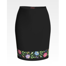 СЖ124шЧнннн Барвиста вишиванка Заготовка для вишивки - Спідниця жіноча Одеська троянда р.42-54 шовк, чорний