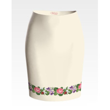 СЖ130дМнннн Барвиста вишиванка Заготовка для вишивки - Спідниця жіноча Ніжні квіти р.42-54 домоткане полотно, бежевий