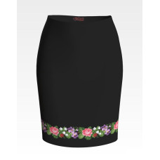 СЖ130шЧнннн Барвиста вишиванка Заготовка для вишивки - Спідниця жіноча Ніжні квіти р.42-54 шовк, чорний