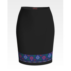 СЖ135лЧнннн Барвиста вишиванка Заготовка для вишивки - Спідниця жіноча Борщівський край р.42-54 льон, чорний