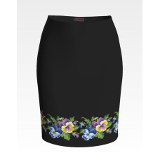 СЖ146кЧнннн Барвиста вишиванка Заготовка для вишивки - Спідниця жіноча Елегантні братки р.42-54 атлас, чорний