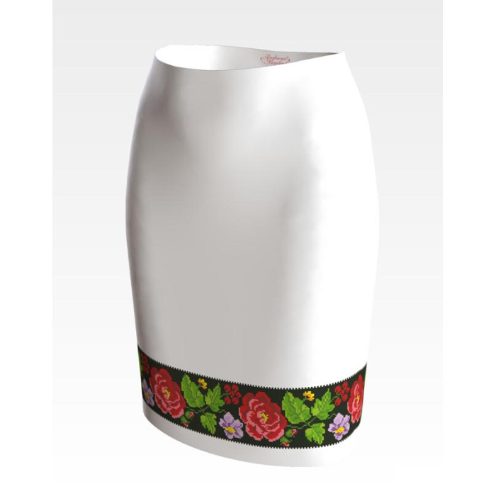 СЖ147дБнннн Барвиста вишиванка Заготовка для вишивки - Спідниця жіноча Борщівська троянда р.42-54 домоткане полотно, білий