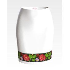 СЖ147кБнннн Барвиста вишиванка Заготовка для вишивки - Спідниця жіноча Борщівська троянда р.42-54 атлас, білий