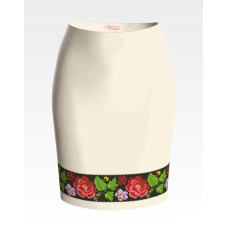 СЖ147лМнннн Барвиста вишиванка Заготовка для вишивки - Спідниця жіноча Борщівська троянда р.42-54 льон, бежевий