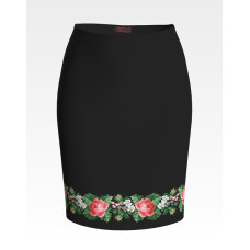 СЖ148кЧнннн Барвиста вишиванка Заготовка для вишивки - Спідниця жіноча Свіжість троянд р.42-54 атлас, чорний