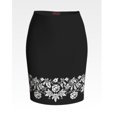 СЖ157кЧнннн Барвиста вишиванка Заготовка для вишивки - Спідниця жіноча Сокальська троянда р.42-54 атлас, чорний