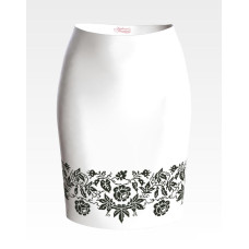 СЖ157пБнннн Барвиста вишиванка Заготовка для вишивки - Спідниця жіноча Сокальська троянда р.42-54 габардин, білий