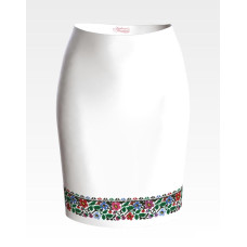 СЖ160кБнннн Барвиста вишиванка Заготовка для вишивки - Спідниця жіноча Борщівська квіткова р.42-54 атлас, білий