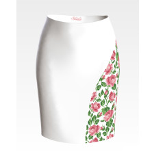 СЖ168пБнннн Барвиста вишиванка Заготовка для вишивки - Спідниця жіноча Ніжні троянди р.42-54 габардин, білий