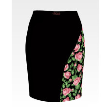 СЖ168шЧнннн Барвиста вишиванка Заготовка для вишивки - Спідниця жіноча Ніжні троянди р.42-54 шовк, чорний