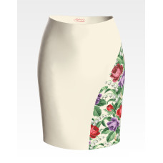 СЖ169дМнннн Барвиста вишиванка Заготовка для вишивки - Спідниця жіноча Троянди і конвалії р.42-54 домоткане полотно, бежевий