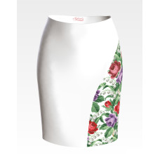 СЖ169пБнннн Барвиста вишиванка Заготовка для вишивки - Спідниця жіноча Троянди і конвалії р.42-54 габардин, білий