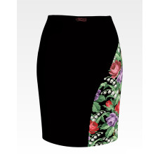 СЖ169шЧнннн Барвиста вишиванка Заготовка для вишивки - Спідниця жіноча Троянди і конвалії р.42-54 шовк, чорний