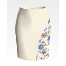 СЖ170дМнннн Барвиста вишиванка Заготовка для вишивки - Спідниця жіноча Анемони р.42-54 домоткане полотно, бежевий