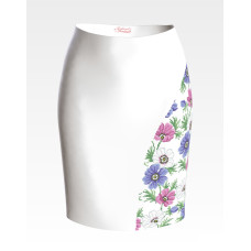 СЖ170пБнннн Барвиста вишиванка Заготовка для вишивки - Спідниця жіноча Анемони р.42-54 габардин, білий