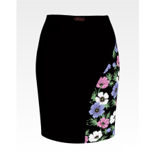 СЖ170шЧнннн Барвиста вишиванка Заготовка для вишивки - Спідниця жіноча Анемони р.42-54 шовк, чорний