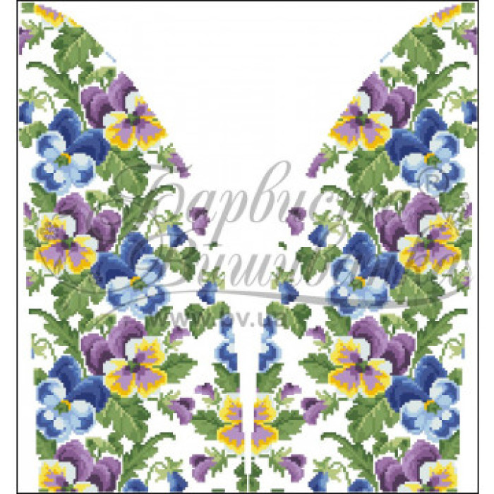 СЖ171пБнннн Барвиста вишиванка Заготовка для вишивки - Спідниця жіноча Братки р.42-54 габардин, білий