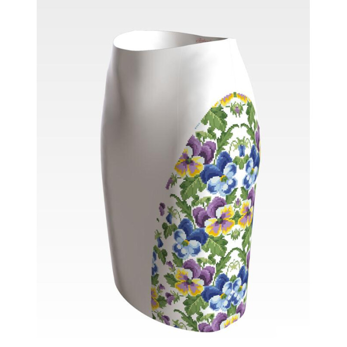 СЖ171пБнннн Барвиста вишиванка Заготовка для вишивки - Спідниця жіноча Братки р.42-54 габардин, білий