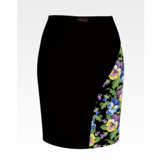 СЖ171шЧнннн Барвиста вишиванка Заготовка для вишивки - Спідниця жіноча Братки р.42-54 шовк, чорний