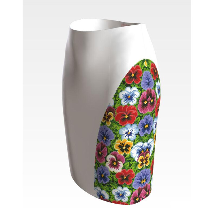 СЖ172кБнннн Спідниця жіноча, атлас-коттон, білий. Барвиста вишиванка. Заготовка для вишивки бісером або нитками