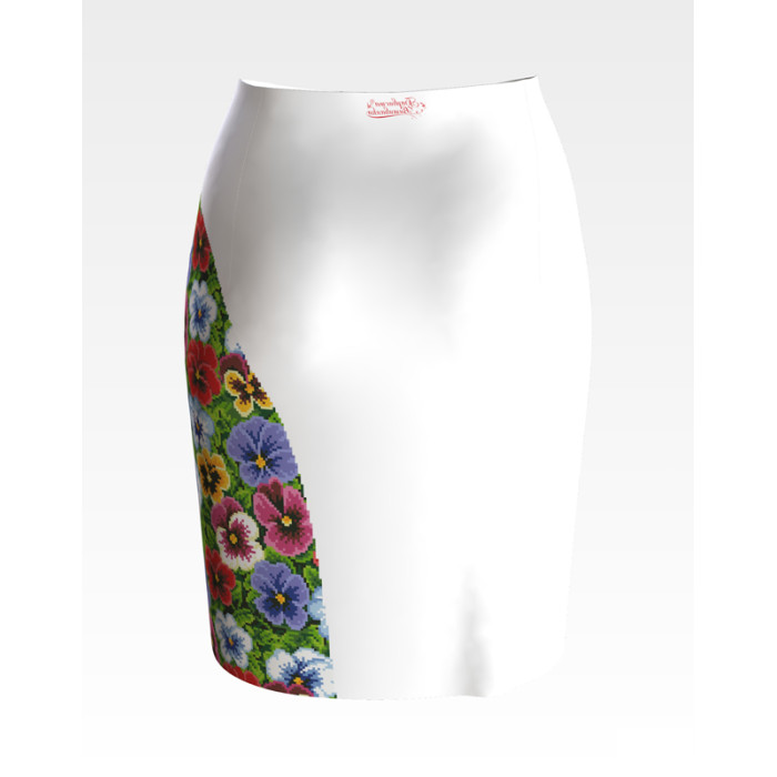 СЖ172кБнннн Спідниця жіноча, атлас-коттон, білий. Барвиста вишиванка. Заготовка для вишивки бісером або нитками