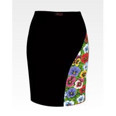 СЖ172шЧнннн Барвиста вишиванка Заготовка для вишивки - Спідниця жіноча Мальовничі братки р.42-54 шовк, чорний