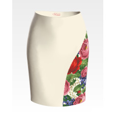 СЖ173дМнннн Барвиста вишиванка Заготовка для вишивки - Спідниця жіноча Розкішні троянди, фіалки, конвалії р.42-54 домоткане полотно, бежевий