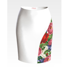 СЖ173пБнннн Барвиста вишиванка Заготовка для вишивки - Спідниця жіноча Розкішні троянди, фіалки, конвалії р.42-54 габардин, білий