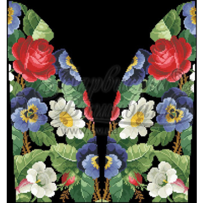 СЖ174дЧнннн Спідниця жіноча, домоткане полотно, чорне. Барвиста вишиванка. Заготовка для вишивки бісером або нитками