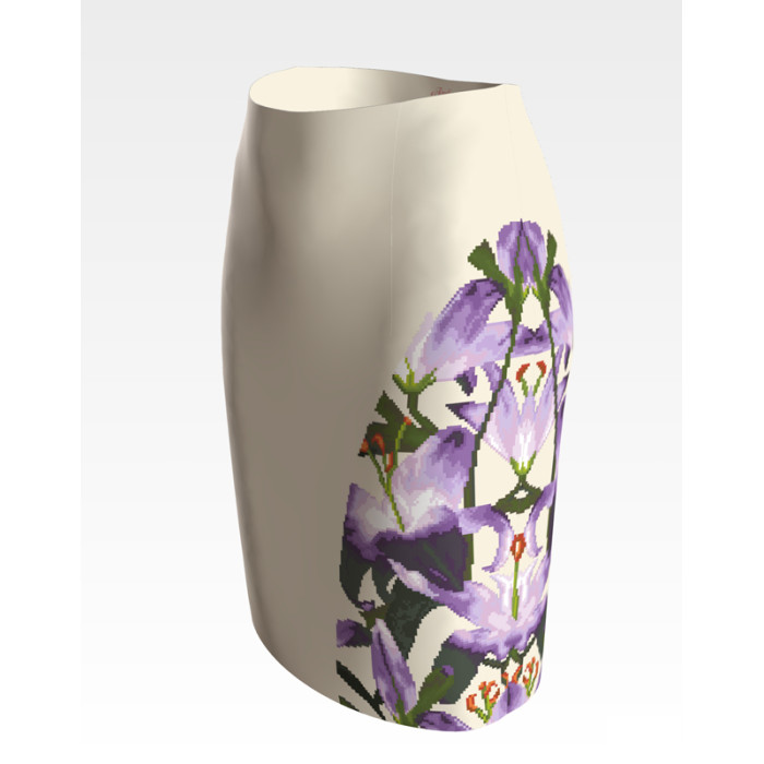 СЖ175дМнннн Барвиста вишиванка Заготовка для вишивки - Спідниця жіноча Місячні лілії р.42-54 домоткане полотно, бежевий