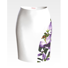 СЖ175пБнннн Барвиста вишиванка Заготовка для вишивки - Спідниця жіноча Місячні лілії р.42-54 габардин, білий