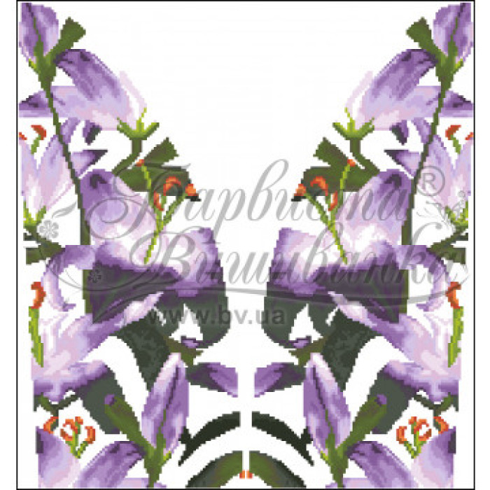 СЖ175пБнннн Барвиста вишиванка Заготовка для вишивки - Спідниця жіноча Місячні лілії р.42-54 габардин, білий