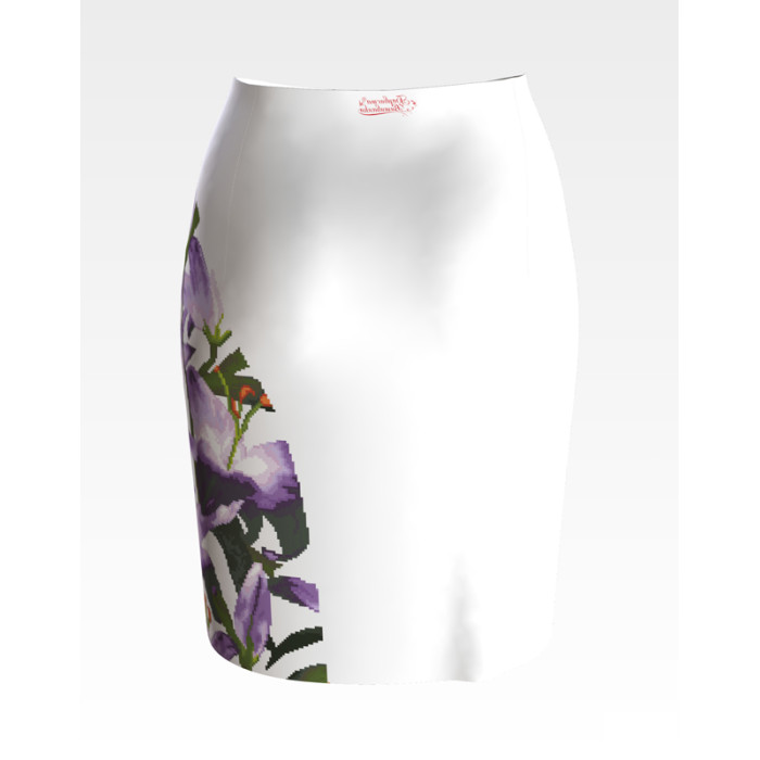 СЖ175пБнннн Барвиста вишиванка Заготовка для вишивки - Спідниця жіноча Місячні лілії р.42-54 габардин, білий