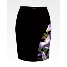 СЖ175шЧнннн Барвиста вишиванка Заготовка для вишивки - Спідниця жіноча Місячні лілії р.42-54 шовк, чорний