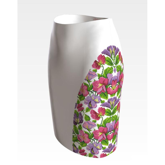 СЖ176кБнннн Спідниця жіноча, атлас-коттон, білий. Барвиста вишиванка. Заготовка для вишивки бісером або нитками